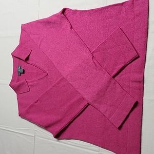 100% Cashmere Collared V-neck Pink Sweater Sz XL Griffen by Dawson Forte